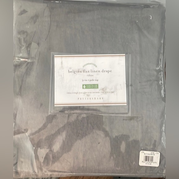 PB Belgian Flax Linen Curtain in Light Charcoal size 50x84 - Picture 5 of 6